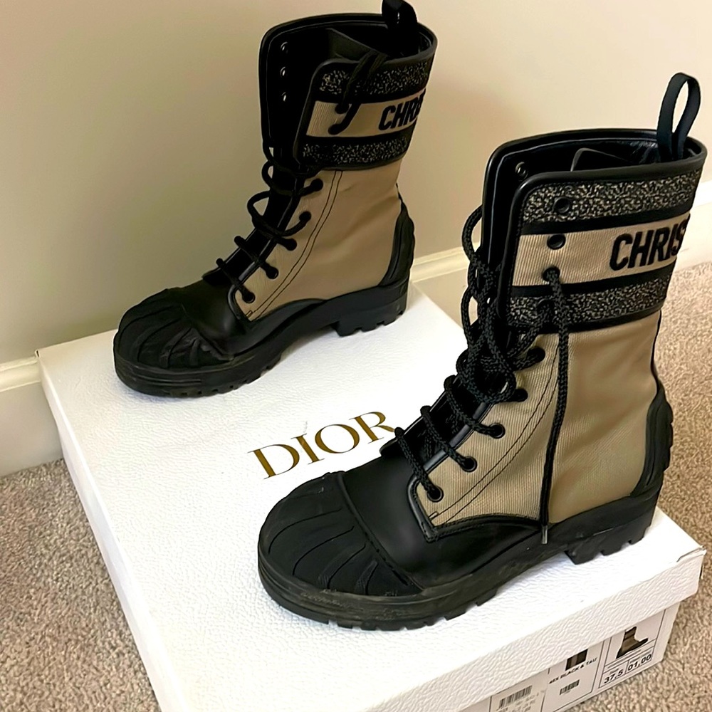 Pre loved Black and tan Christian Dior Major booties. In good condition